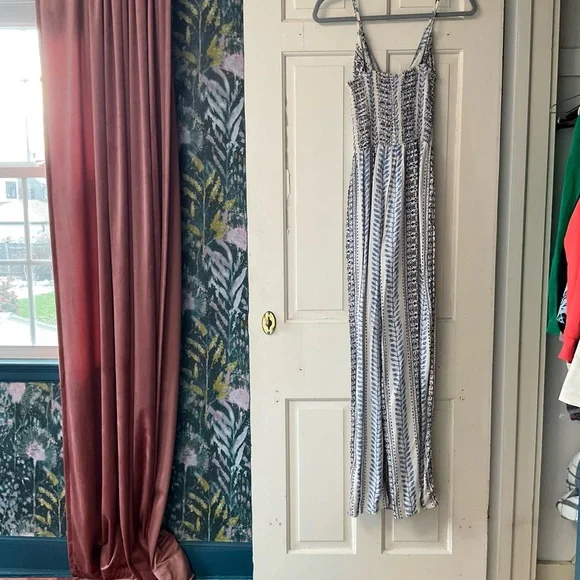 Angie Blue and White Patterned jumpsuit - Picture 5 of 5